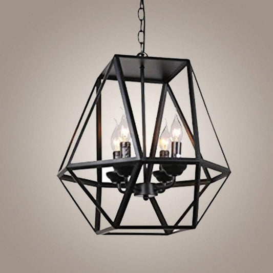 Modern Industrial Black 4-Light Ceiling Pendant, 70” Cord, 17”H x 16.3”W Fixture