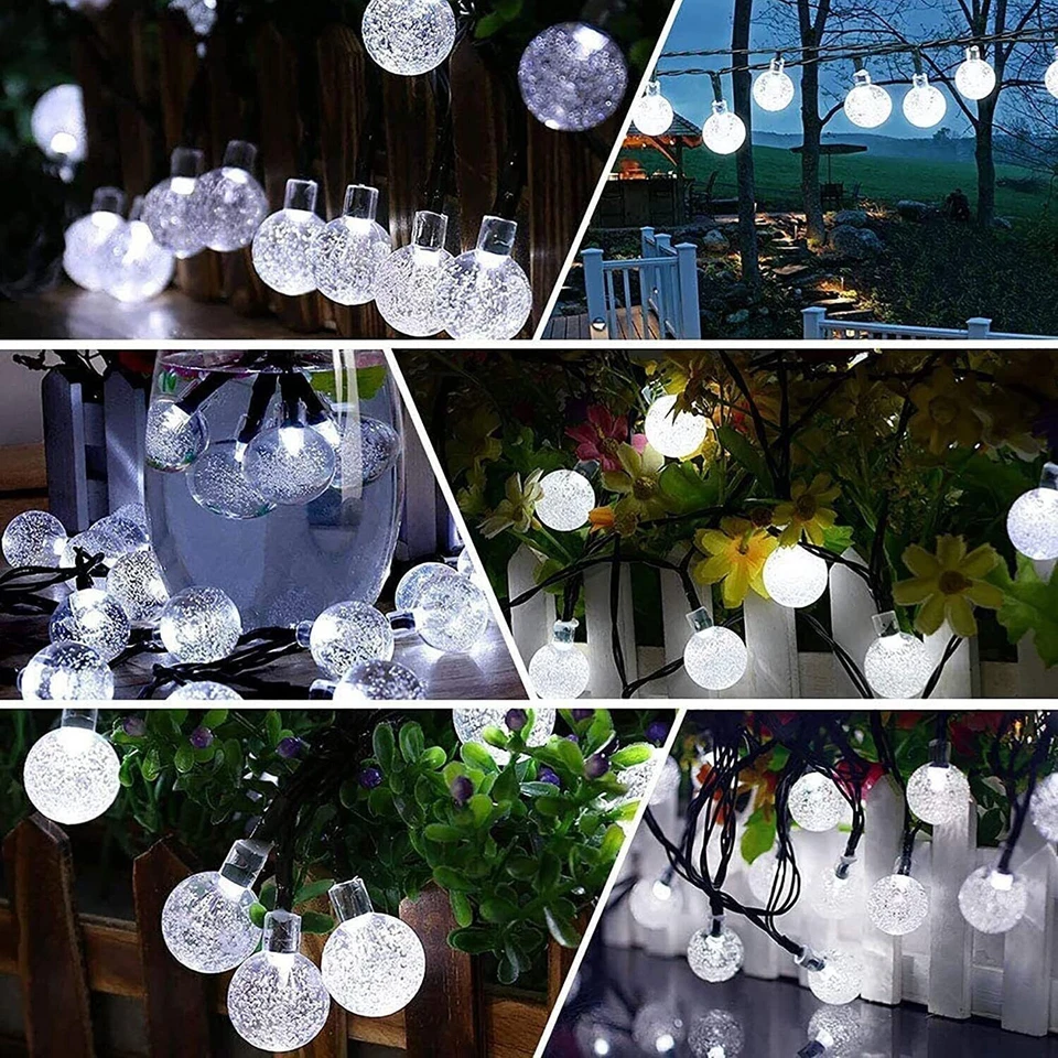 Solar LED String Lights  Bubble Ball Fairy Lights Decorations Xmas Garden