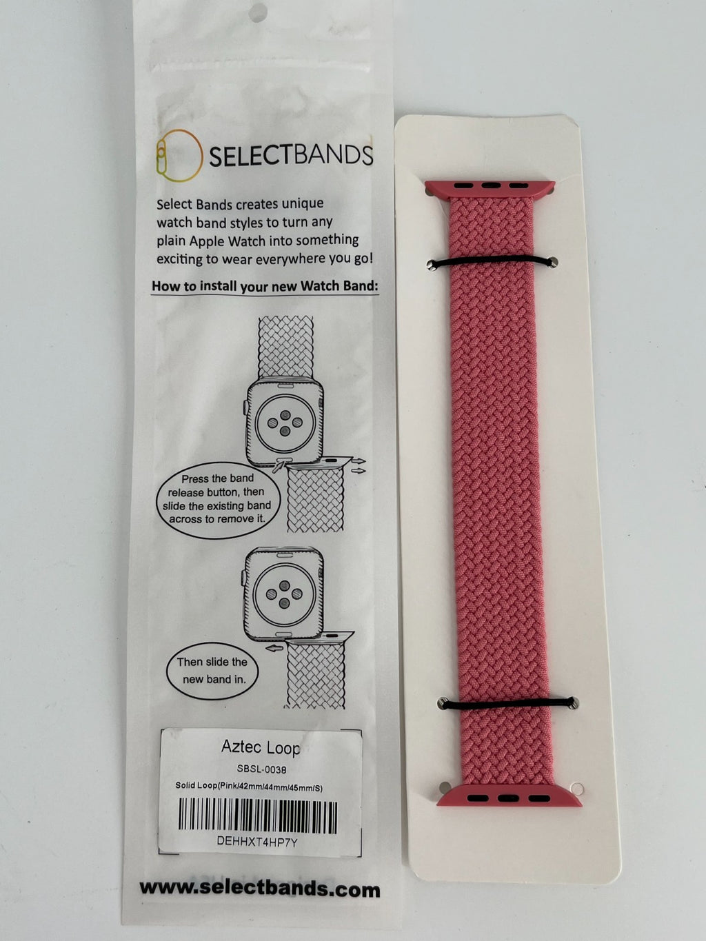 10-Pack  S  Pink Solid Loop Apple Watch Bands, 0.8 x 6.2Inch, Fits 42mm/44mm/45m