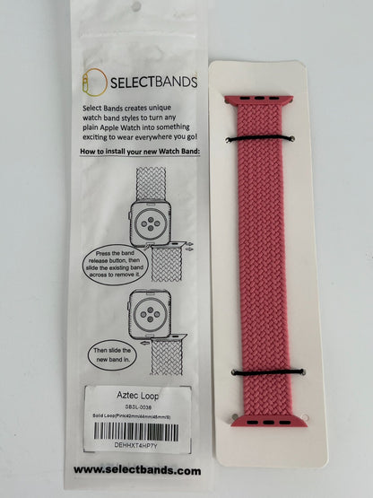 10-Pack  S  Pink Solid Loop Apple Watch Bands, 0.8 x 6.2Inch, Fits 42mm/44mm/45m