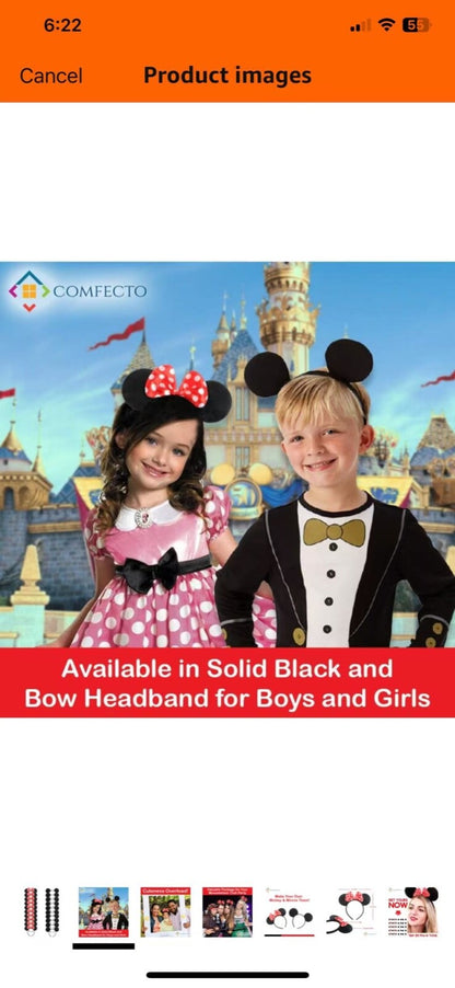 12pc Mickey Mouse Ears All Black Solid Headband Birthday Favors Minnie Costume