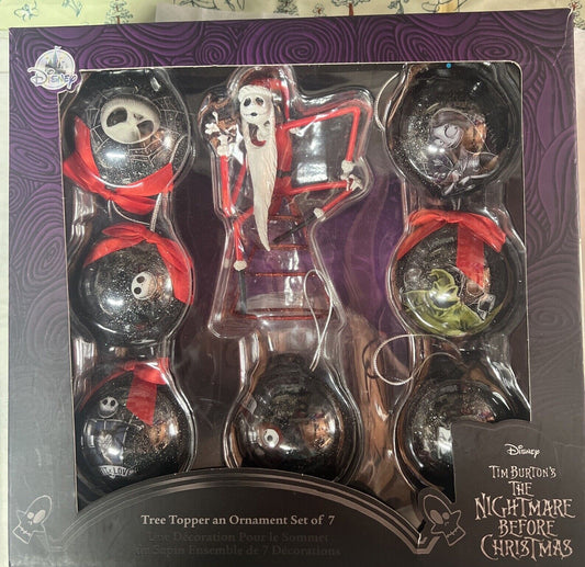 Disney Nightmare Before Christmas Ball Ornament Set Jack Skellington Tree Topper