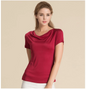 Women's 50% Silk Stretchy Drape Neck T-Shirts top blouse Red M