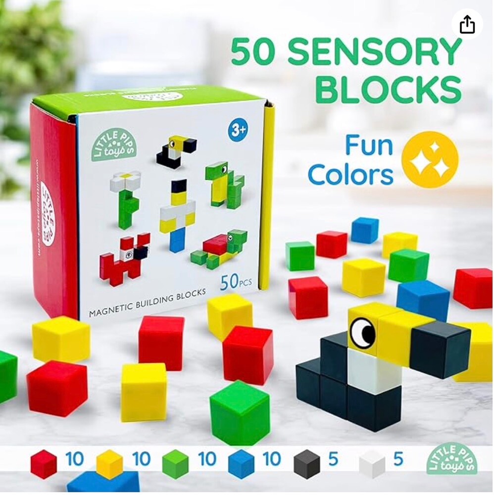 LITTLE PIPS TOYS 50 bloques magnéticos para niños [de 3 a 6 años] – Juego de bl
