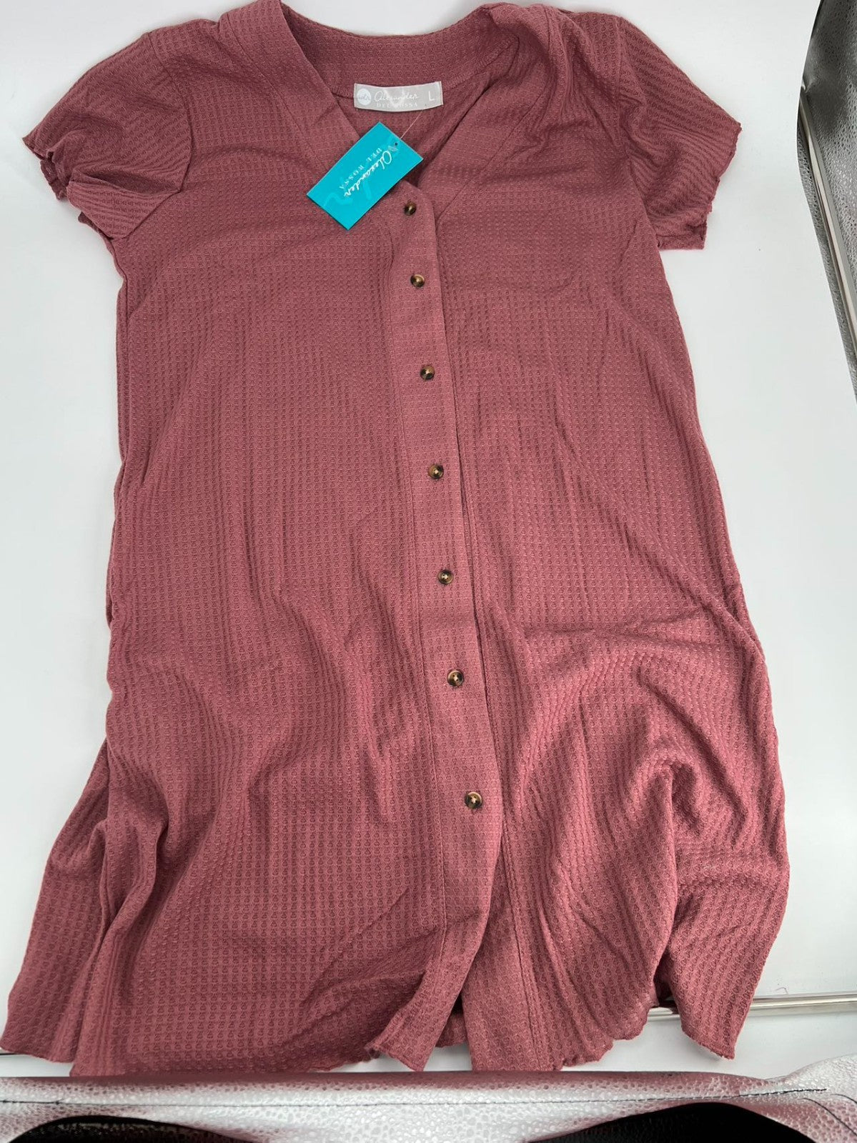 Lightweight Button Down Pajama Top Light rose red Size L