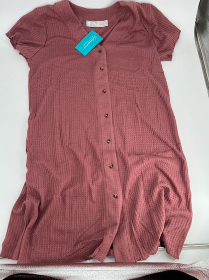 Lightweight Button Down Pajama Top Light rose red Size L
