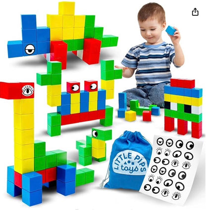 LITTLE PIPS TOYS 50 bloques magnéticos para niños [de 3 a 6 años] – Juego de bl