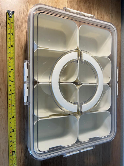 8 Compartment Snackle Box Container, Divided Serving Tray with Lid and Handle