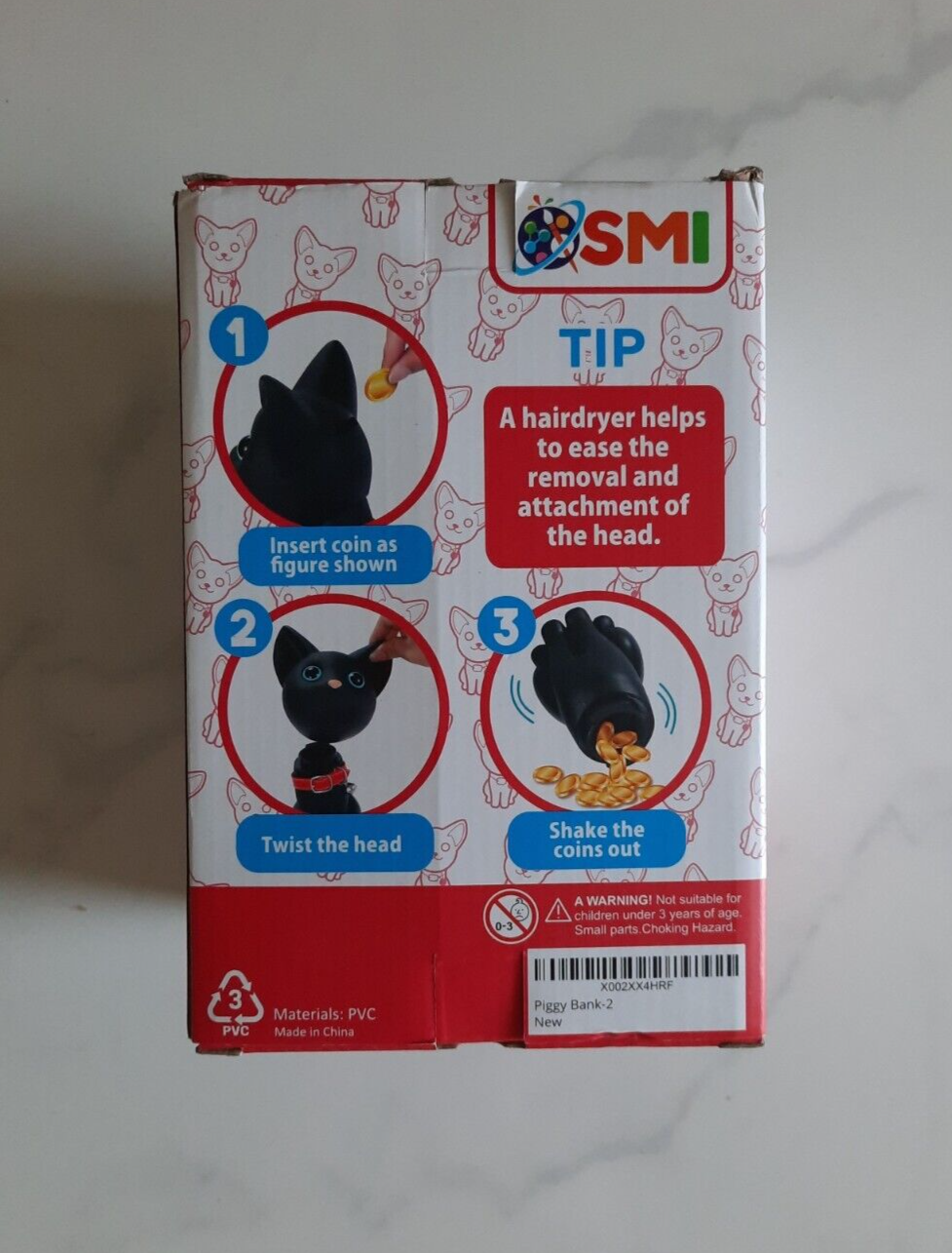 KAI KAT Black Cat Piggy Bank Ubreakable Plastic Brand New in Box