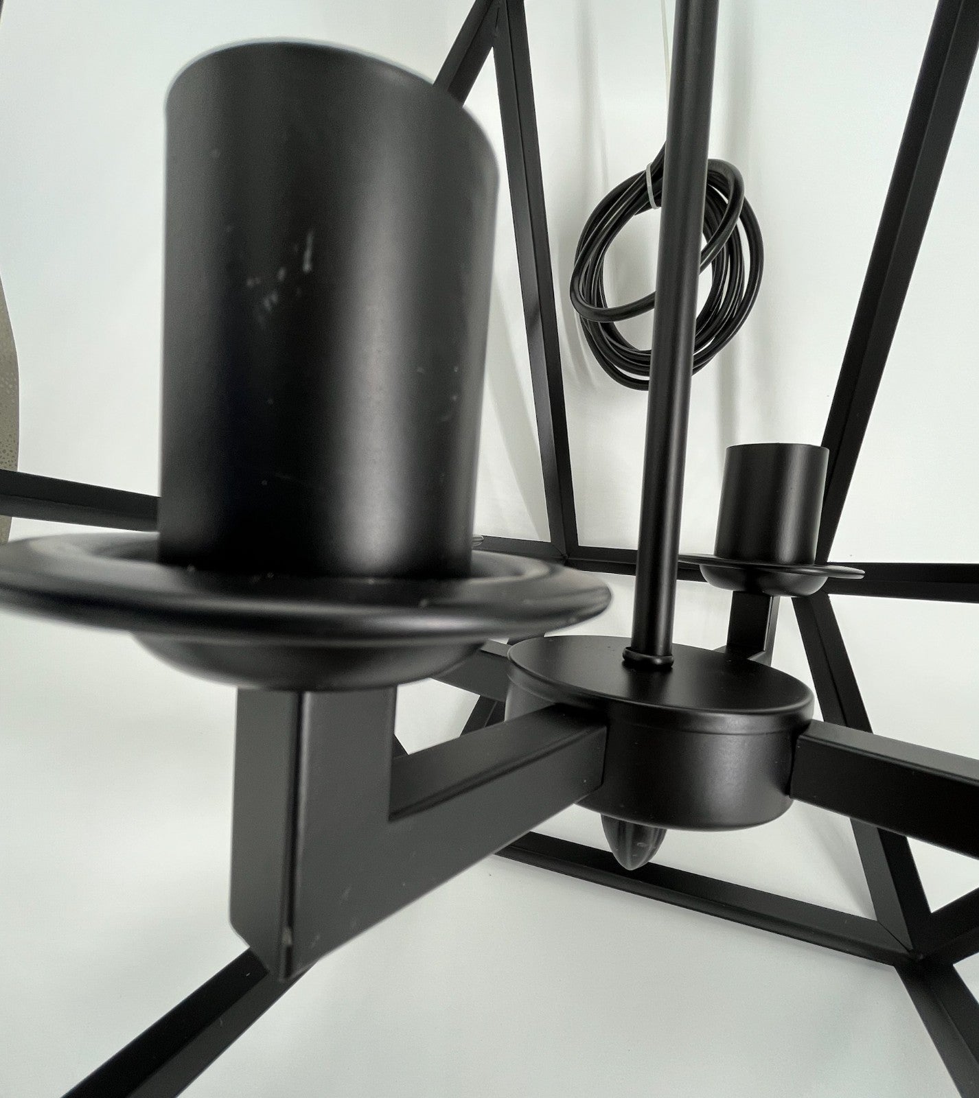 Modern Industrial Black 4-Light Ceiling Pendant, 70” Cord, 17”H x 16.3”W Fixture