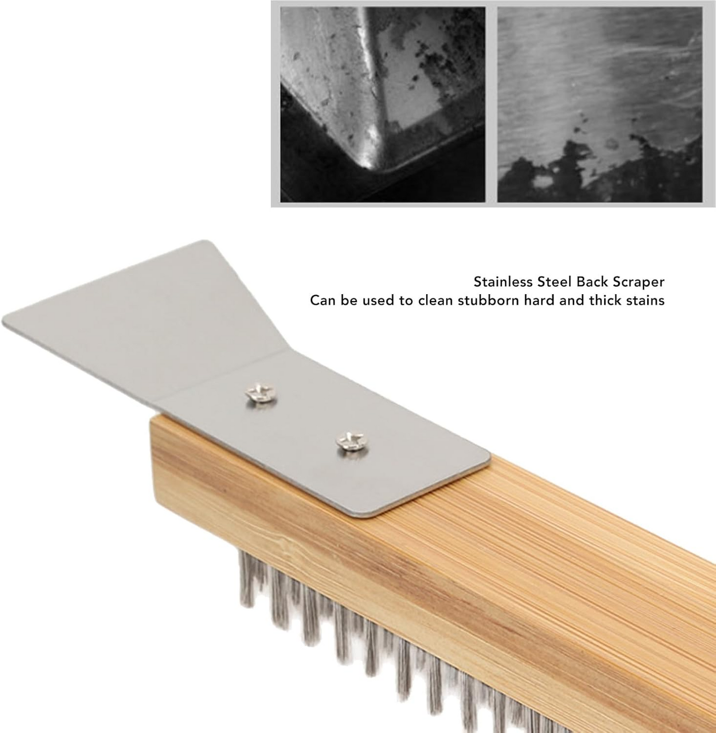 Pizza Oven Brush with Scraper, Pizza Stone Cleaning Brush, Brass Bristles Pizza