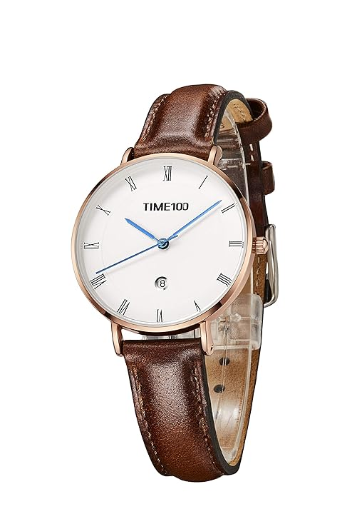 Women's Watch Quartz Watch for Women Leather Strap Calendar Display