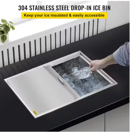Drop In Ice Chest 304 Stainless Steel Drop-In Ice Bin Cooler for Wine Beer Drink