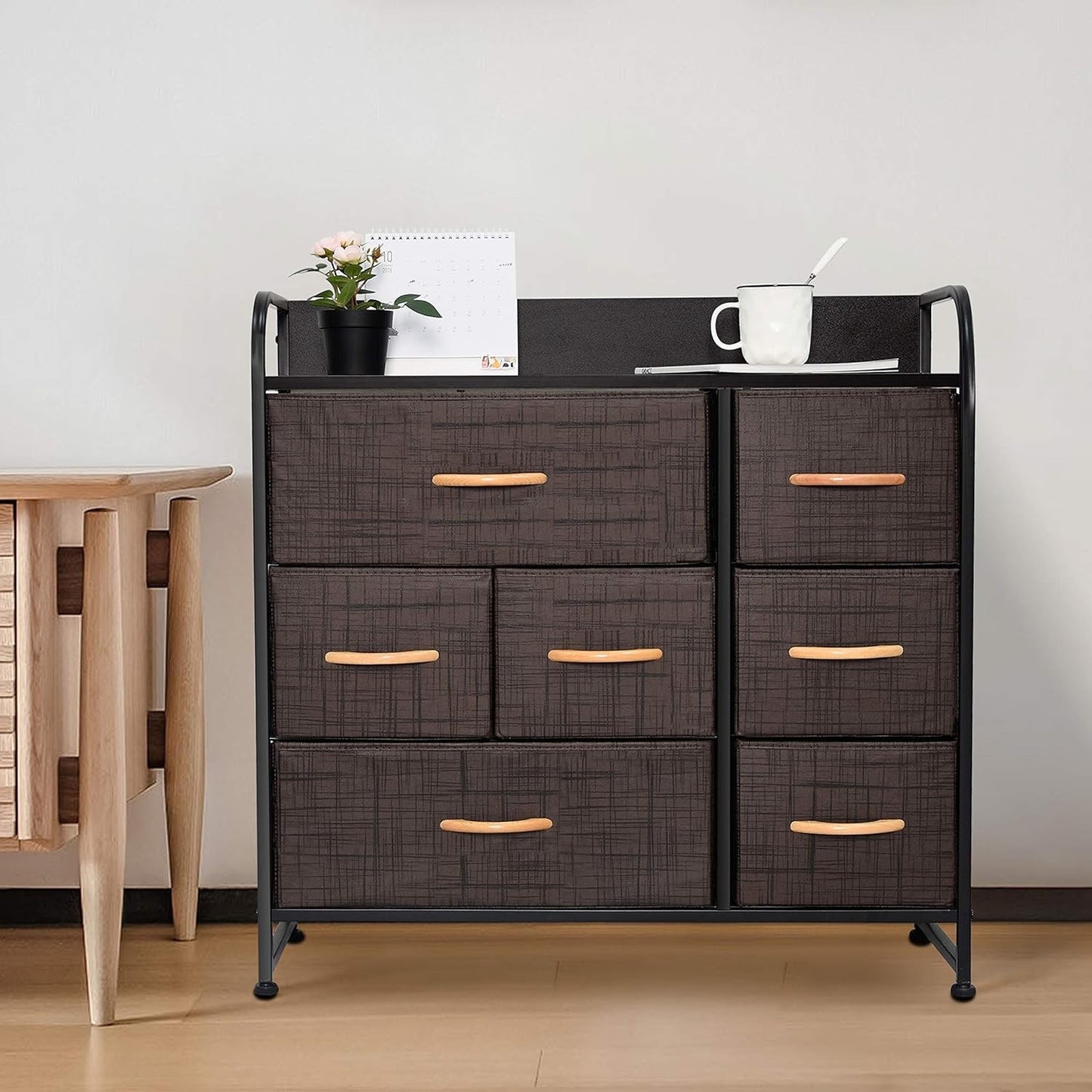 charaHOME 7-Drawer Fabric Dresser Organizer – Brown Storage Tower