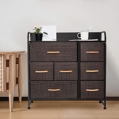 charaHOME 7-Drawer Fabric Dresser Organizer – Brown Storage Tower