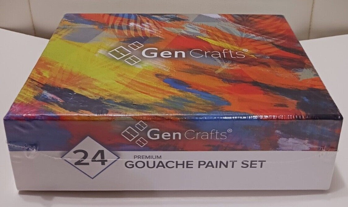 GenCrafts Gouache Paint Tube- 24 Quality Colors 0.4 oz Art Crafts, Canvas, Fabri