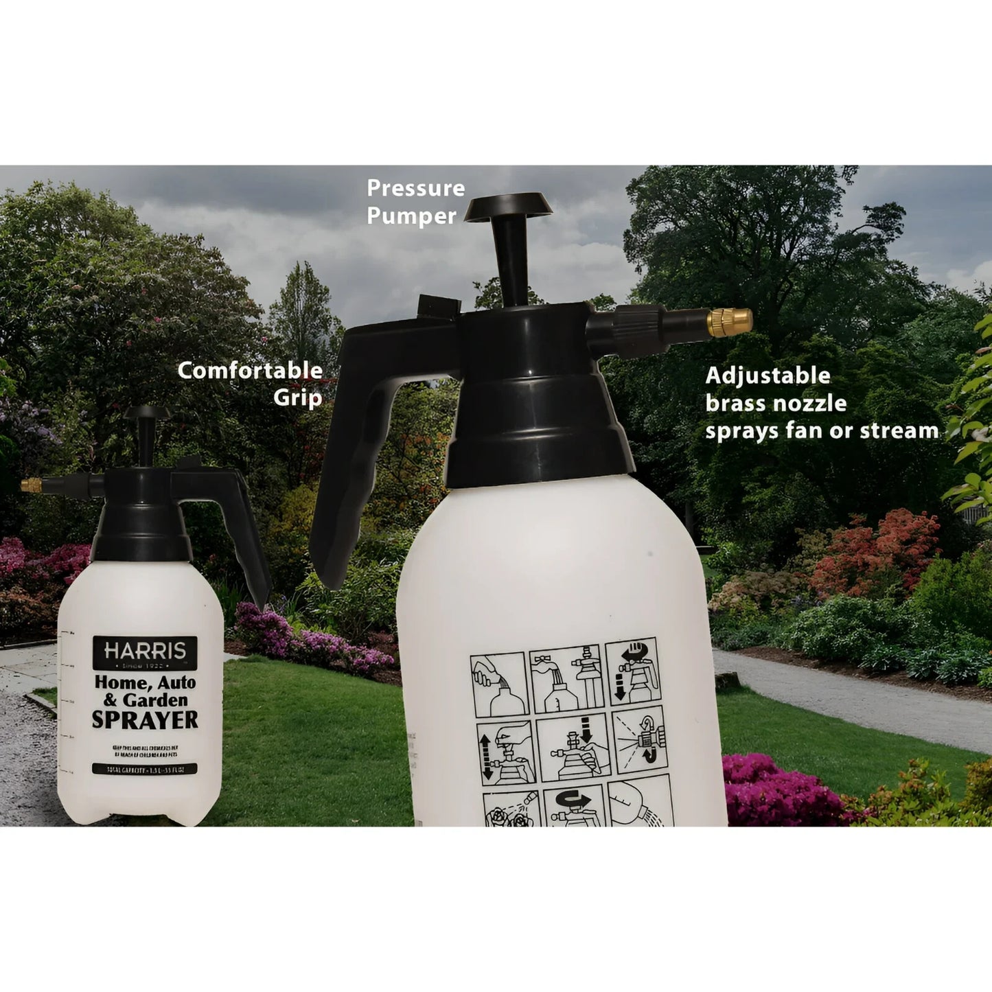 Harris 55 oz Handheld Pump Lawn & Garden Sprayer with adjustable fine mist or je
