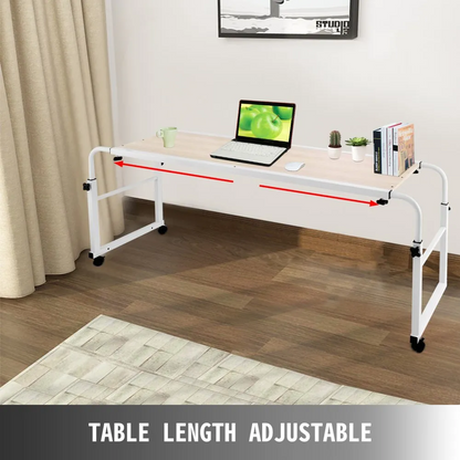 47 Inch Overbed Table with Wheels 1M Rolling Bed Table Mobile Over The Bed Table