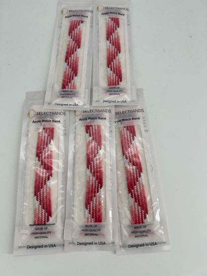 5- Pack M Color pink Rainbow Loop Watch Bands 0.8 x 6.7 Inch  Fits 42mm/44mm/45m