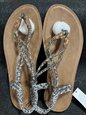 Women Strappy Flat Sandals Boho Lace up Beach Sandals  Size 8,Color:Black+White