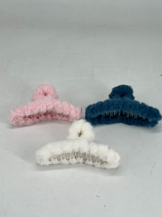 Large Hair Claw Faux Rabbit Fur Clips Barrettes Women Girl Hair Accessory NEW