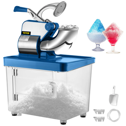 Commercial Electric Ice Shaver 440lbs/h, Snow Cone Machine with Dual Blades, Sta