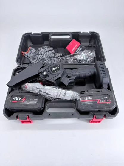 48V Mini Electric Chainsaw Cordless Handheld Pruning Saw Rechargeable Wood Cuter