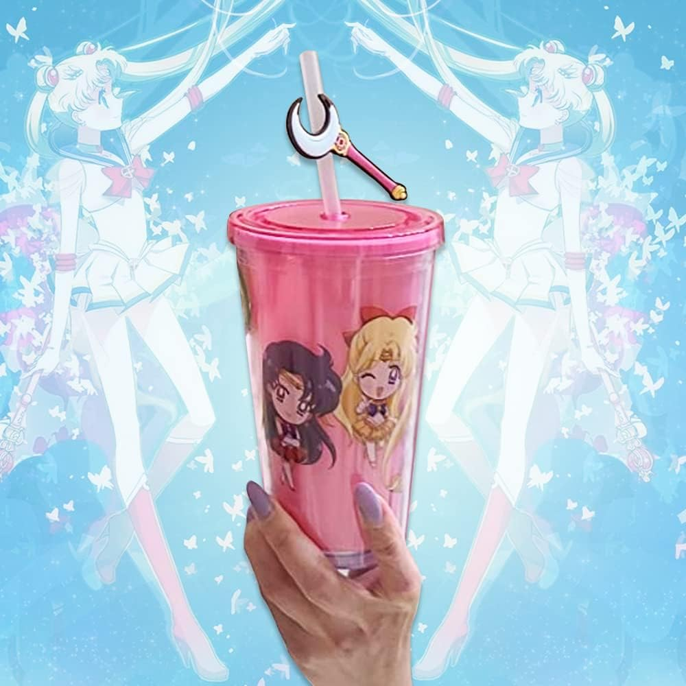 JUST FUNKY Sailor Moon Crystal Carnival Cup with Straw | 16oz Plastic Travel