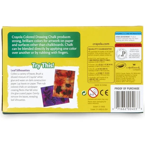Colored Drawing Chalk, 12 Colors Per Pack, 6 Packs