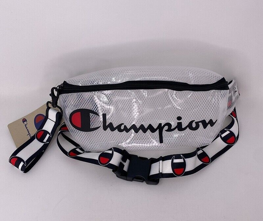 NWT CHAMPION Sling Waist Fanny Pack Travel Adjustable Script LOGO Clear See Thru
