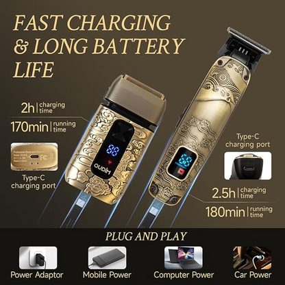 Men's Electric Head Shaver Hair and Beard Trimmer Grooming Kit,Facial Hair