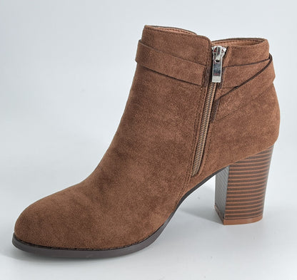 Women Bowknot Round Toe Short Boots Side Zipper Stacked Block High Heel Booties