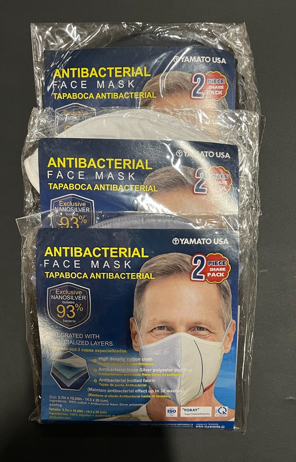 Adult 3D Fabric Masks, 3 Packs (2 per Pack), Random Colors