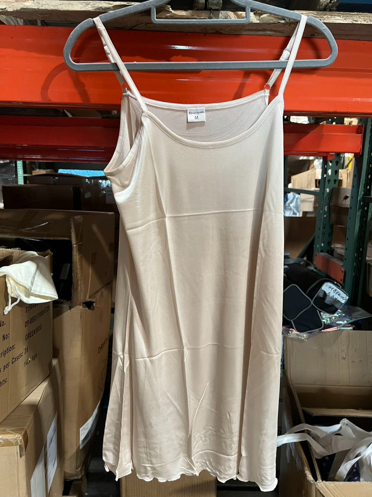 See Through Sleepwear Dress Beige M