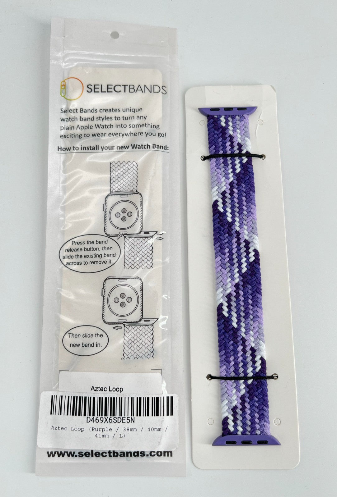 10-Pack L purple  Solid Loop Watch Bands 0.8 x 6.6Inch , Fits 38mm/40mm/41mm