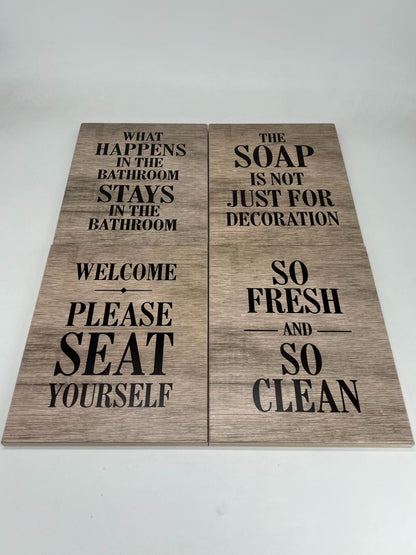 Toilet Rules Wall Art Decor Wood Toilet Rules Sign Funny Bathroom Sign