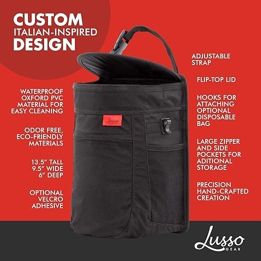 Lusso Spill-Proof 2.5 Gallon Car Hanging Garbage Bin