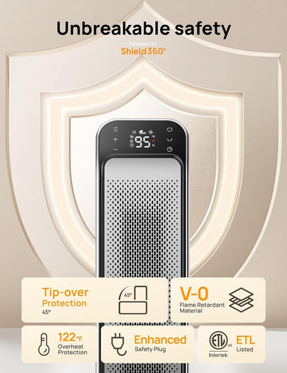used-Fast Portable Room Heater with Remote and Thermostat, 3 Modes, Overheating