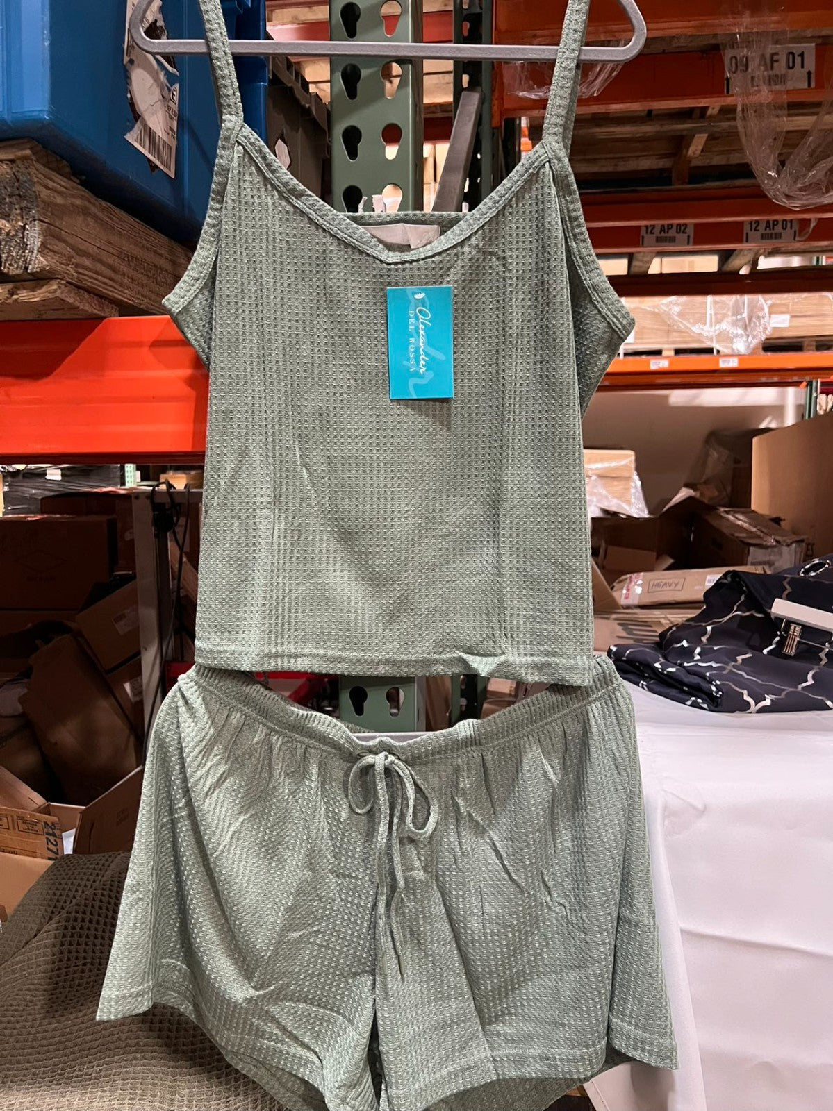 Women's Satin Sleeveless Top & PJ Shorts Pajamas Set green Size 2XL