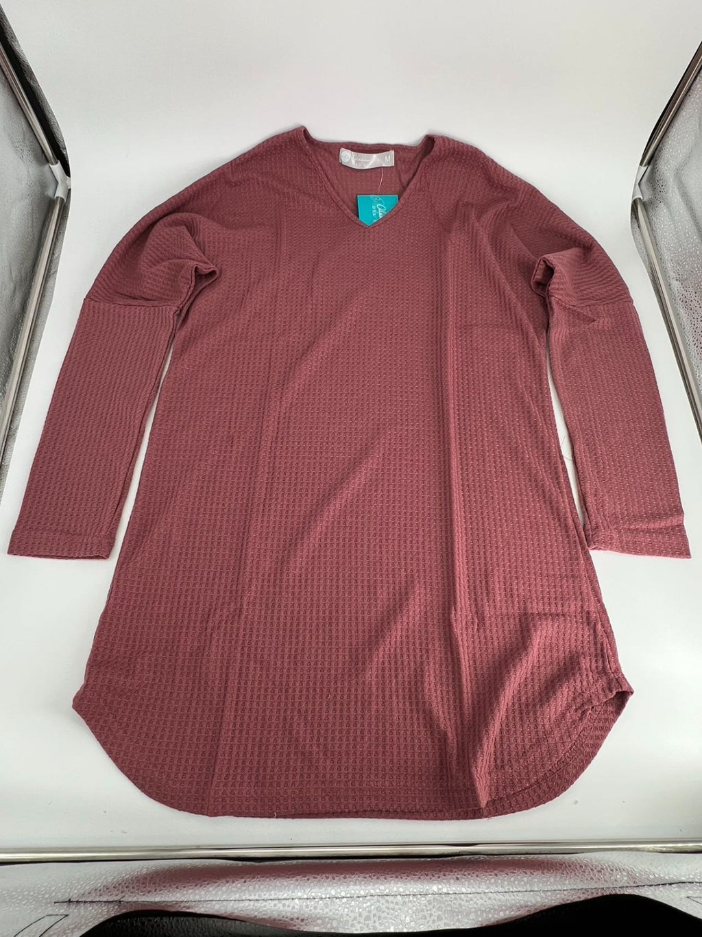 Women's Long Sleeve Knit Nightshirt, V-Neck Sleepshirt, Pajama TopRose Taupe M