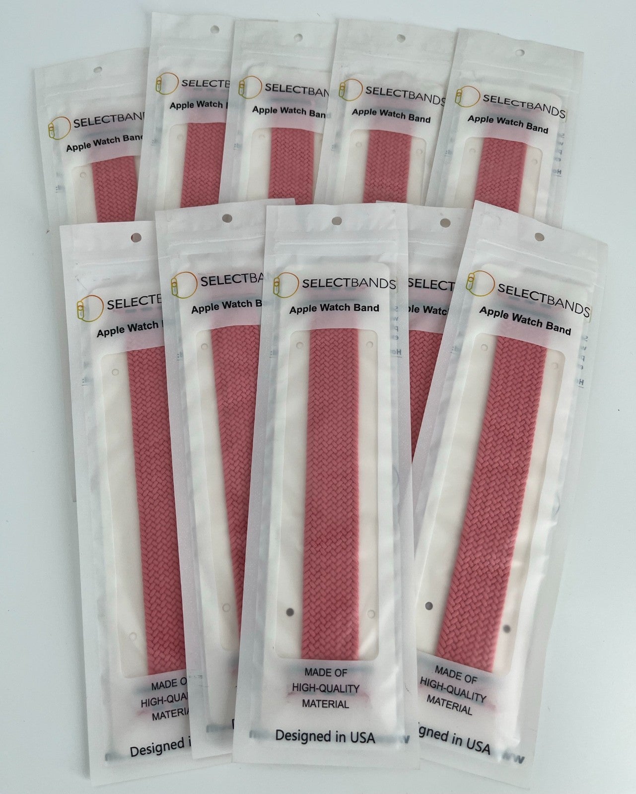 10-Pack Pink Solid Loop Apple Watch Bands, 0.8 x 6.6 Inch, Fits 42mm/44mm/45mm