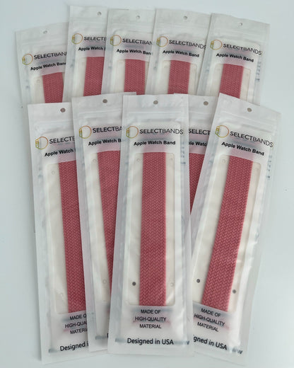 10-Pack Pink Solid Loop Apple Watch Bands, 0.8 x 6.6 Inch, Fits 42mm/44mm/45mm