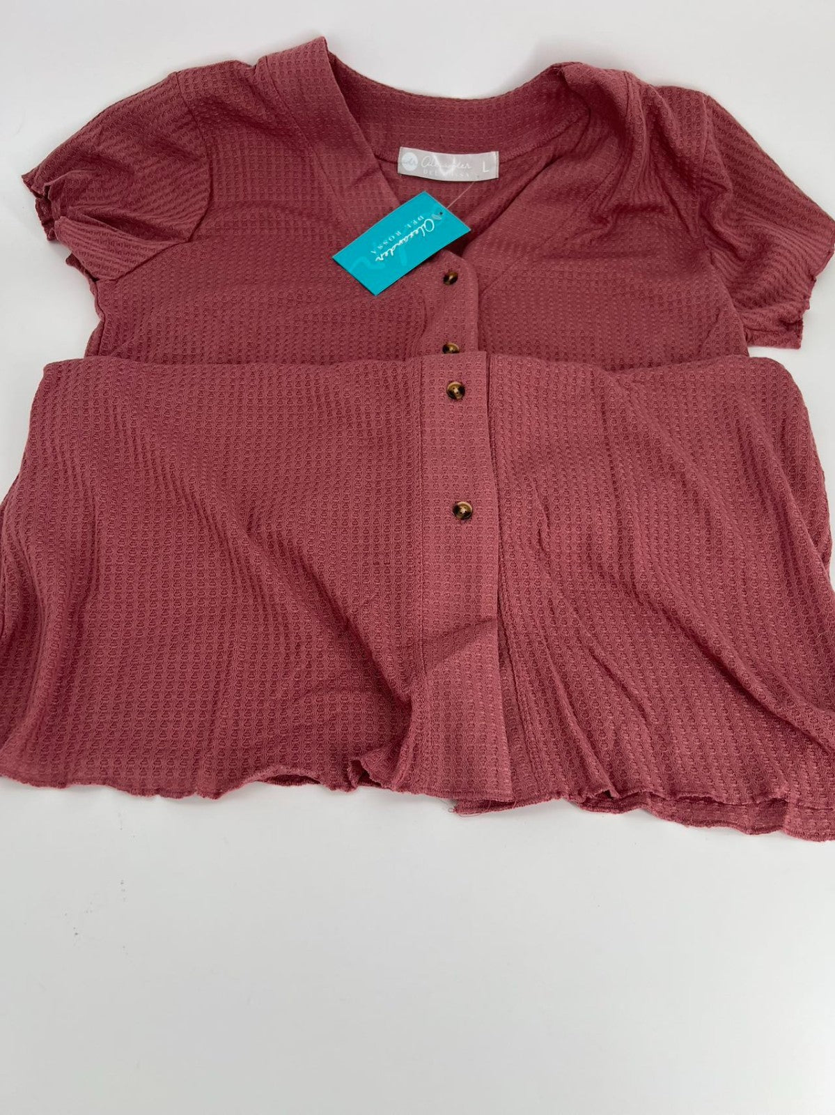 Lightweight Button Down Pajama Top Light rose red Size L