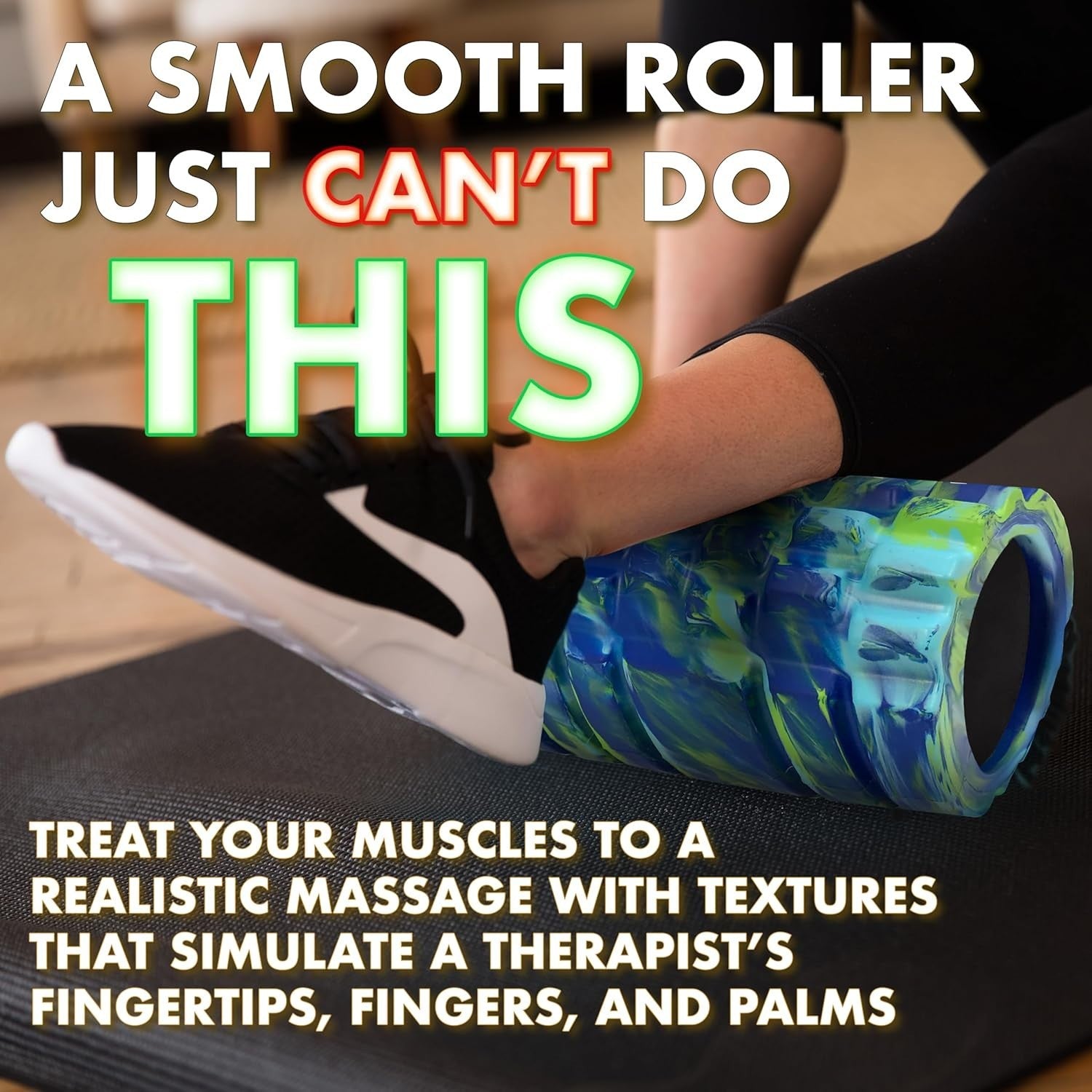 Foam Roller – Unique ‘Alien’ Color, L12.5” x W 5.5” x H 5.5”– for Deep Tissue &