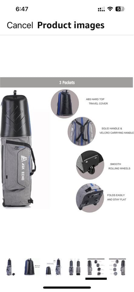 ASK ECHO Golf Bag with Wheels -  used open box