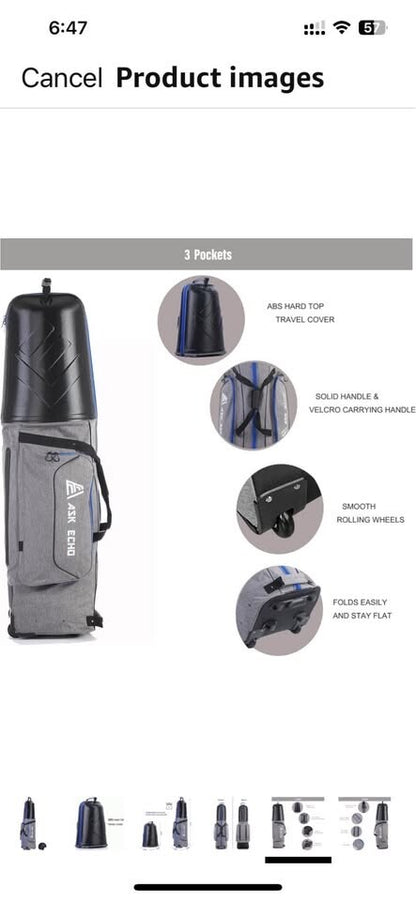 ASK ECHO Golf Bag with Wheels -  used open box