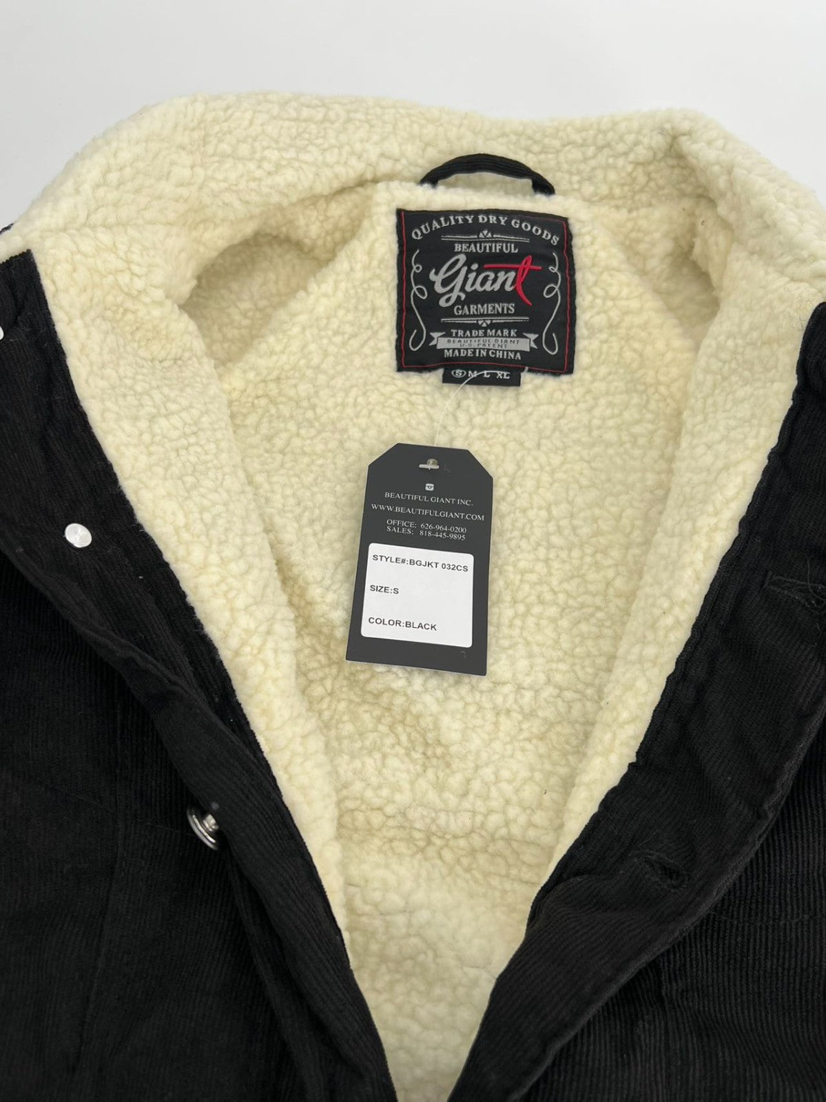 Men's Sherpa Faux Shearling Heavyweight Work Jacket BLACK  S