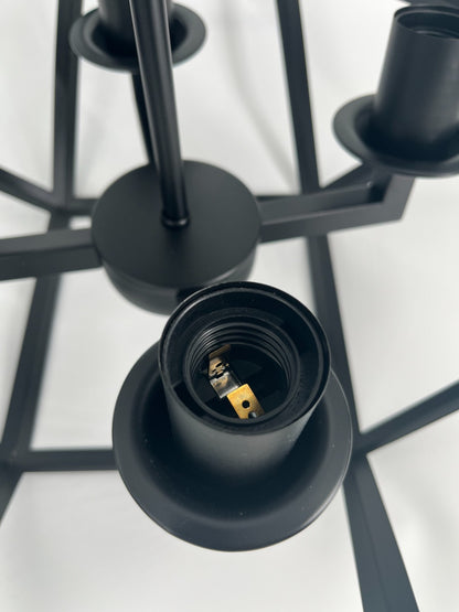 Modern Industrial Black 4-Light Ceiling Pendant, 70” Cord, 17”H x 16.3”W Fixture
