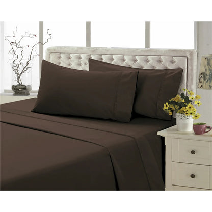 Queen Size Bedding Sheets & Pillowcase 4-Piece Set, Brown
