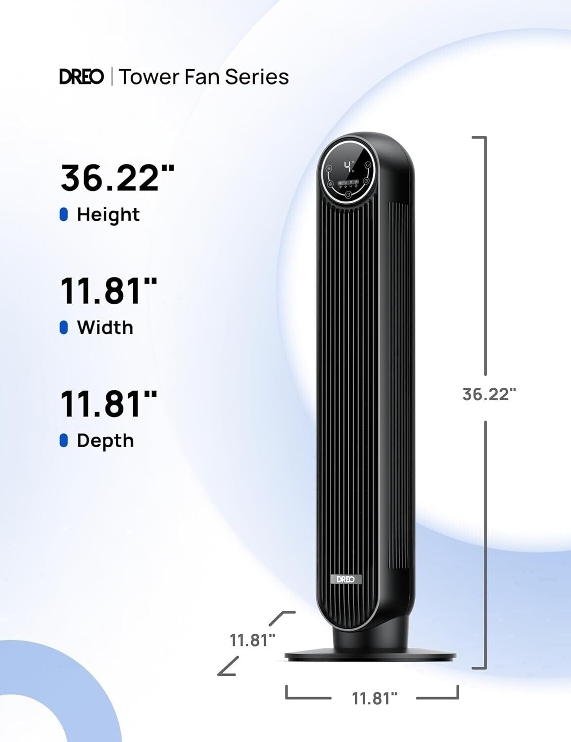 used- Oscillating Tower Fan Velocity Quiet Cooling 4 Speeds Timer Remote Control